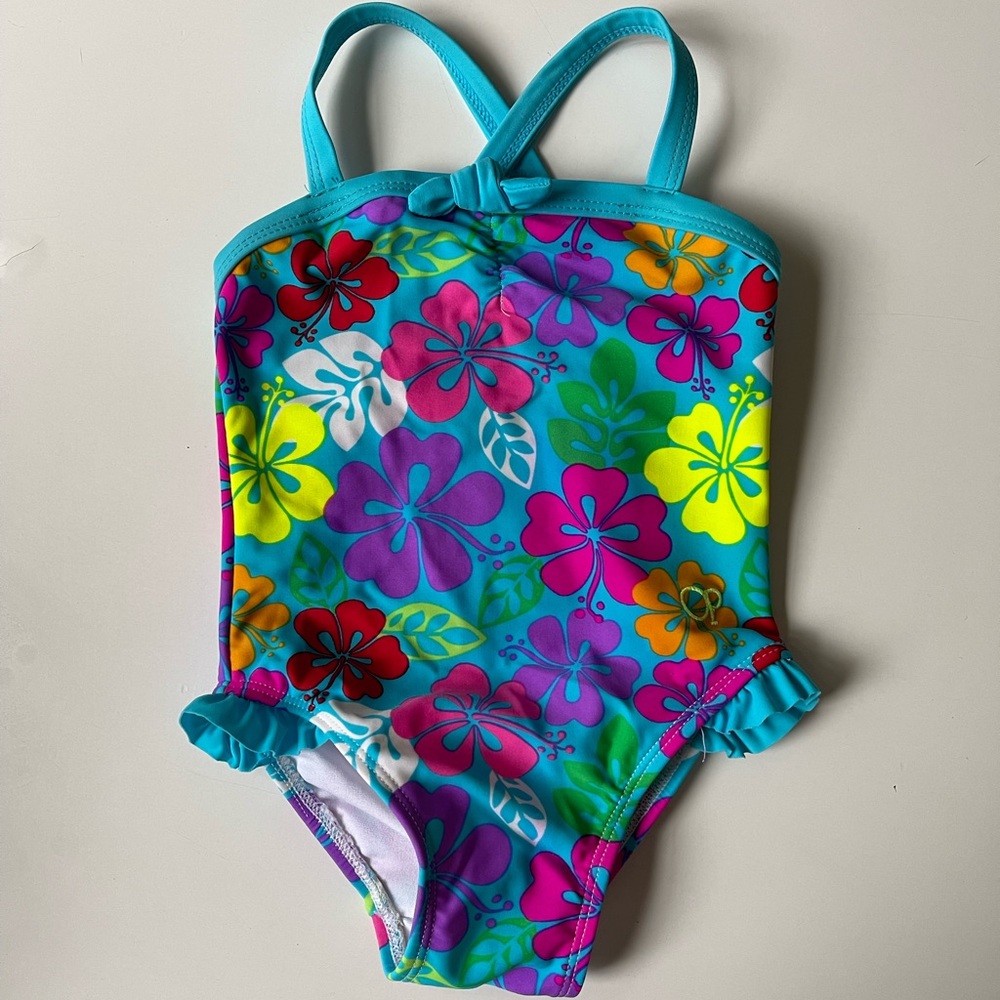 90s vintage floral swim/bathing suit - 12m